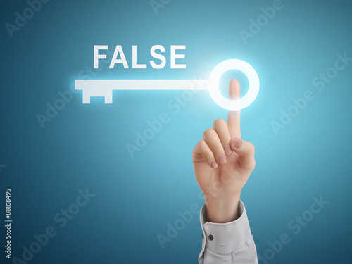 male hand pressing false key button