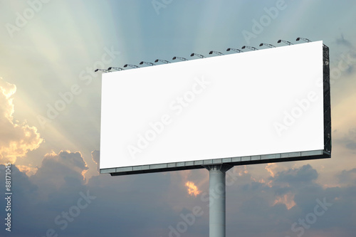 blank billboard for advertisement on sky background photo