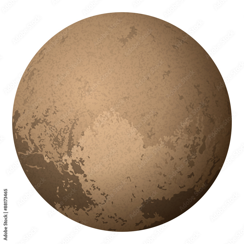 Naklejka premium Dwarf Planet Pluto, Isolated on White