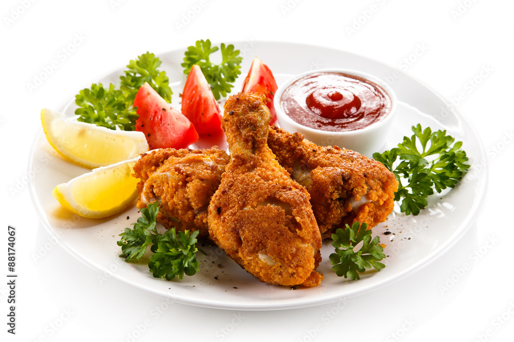 Grilled chicken drumsticks and vegetables Grilled chicken drumsticks and vegetables