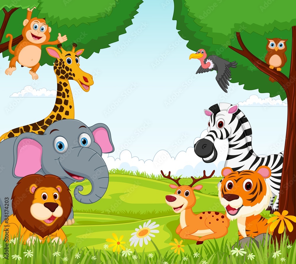 Fototapeta premium Animal cartoon in the jungle