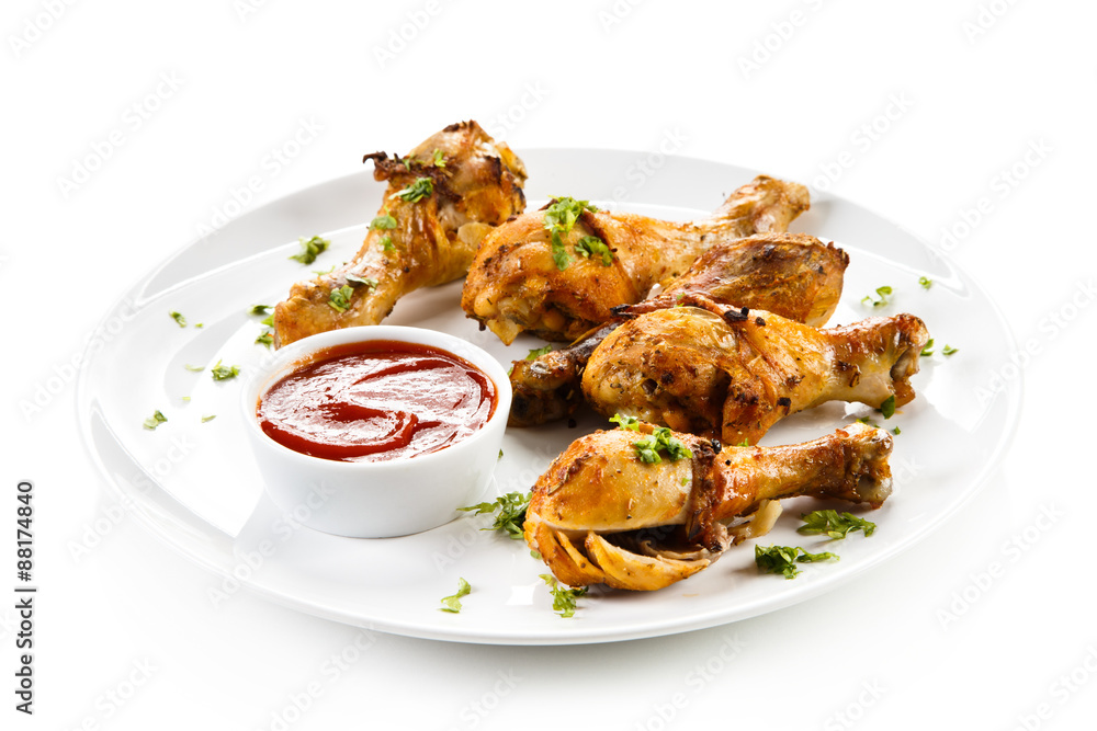Grilled chicken drumsticks and vegetables Grilled chicken drumsticks and vegetables