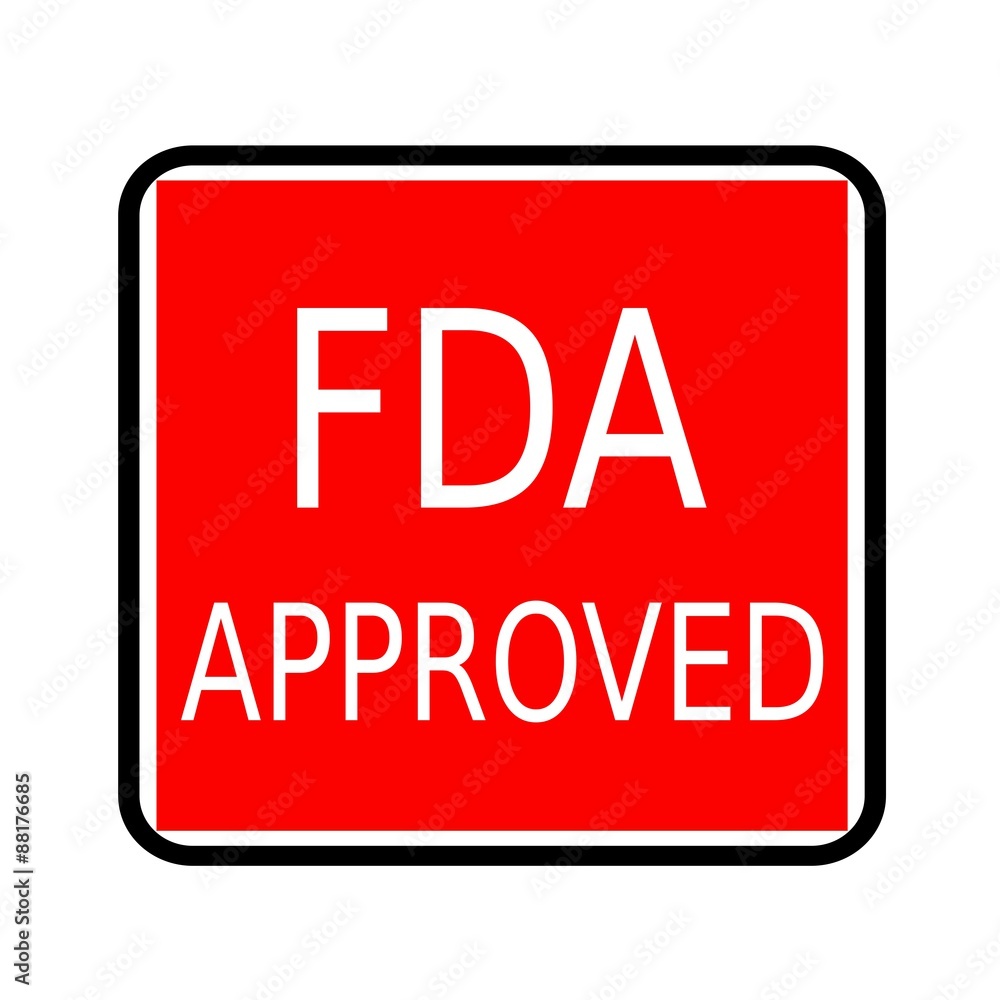 FDA Approved white stamp text on red background FDA Approved white stamp text on red background