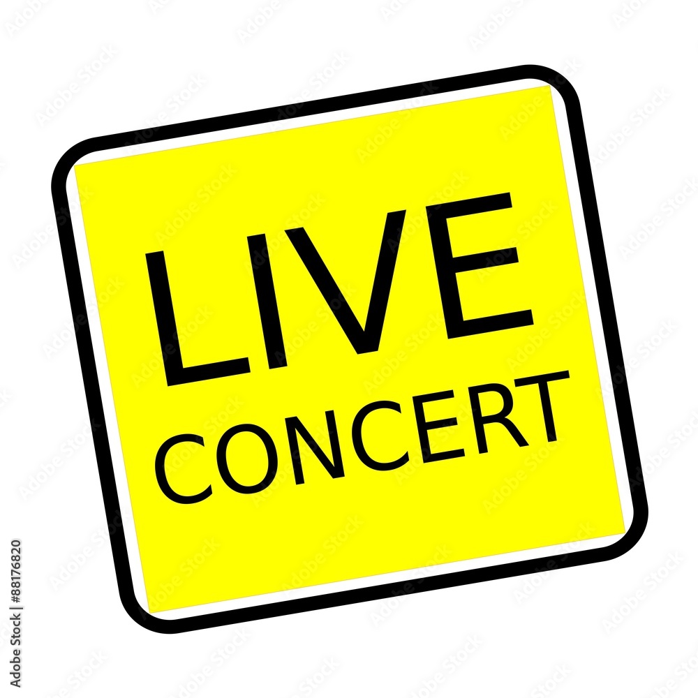 Live concert black stamp text on yellow background Live concert black stamp text on yellow background