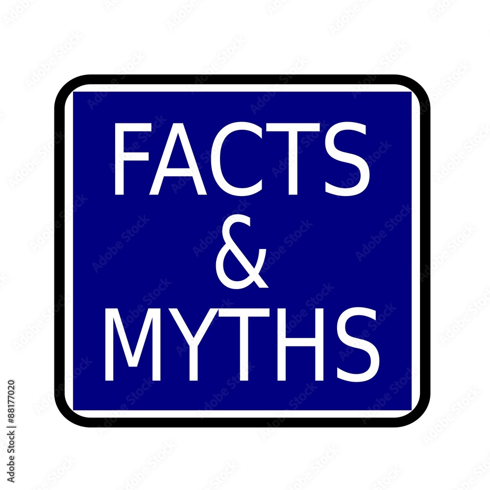 FACTS & MYTHS white stamp text on buleblack background FACTS & MYTHS white stamp text on buleblack background