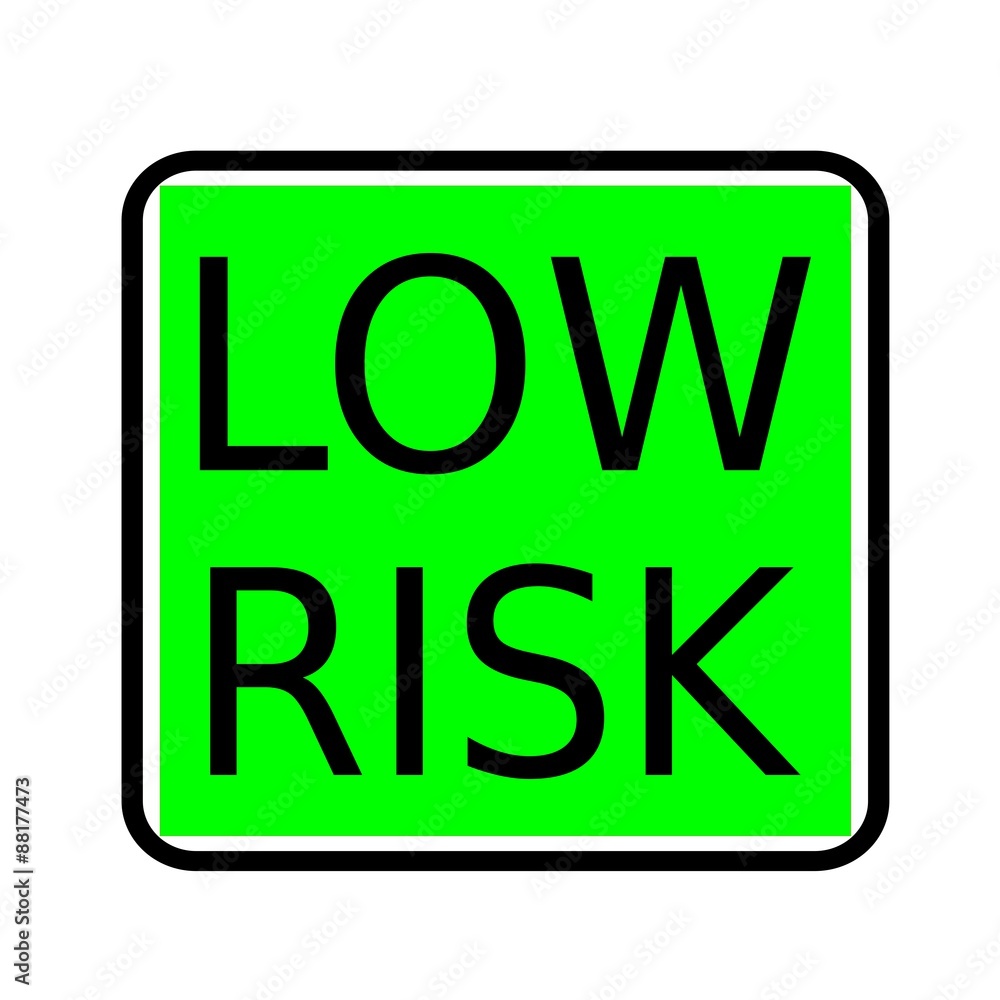 LOW RISK black stamp text on green background LOW RISK black stamp text on green background