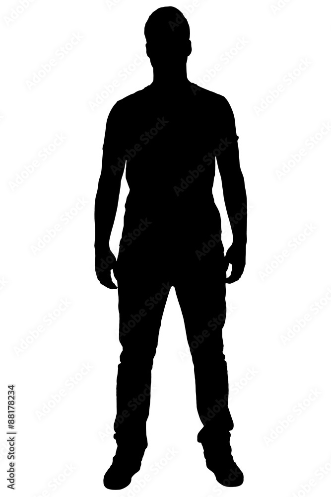 Standing boy's silhouette.