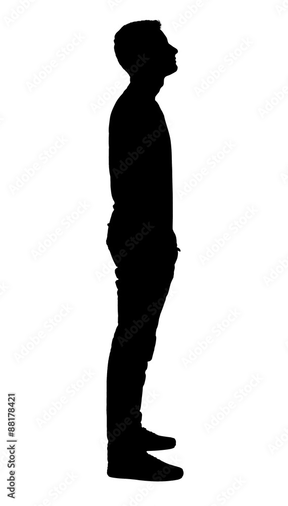 Standing boy's silhouette.