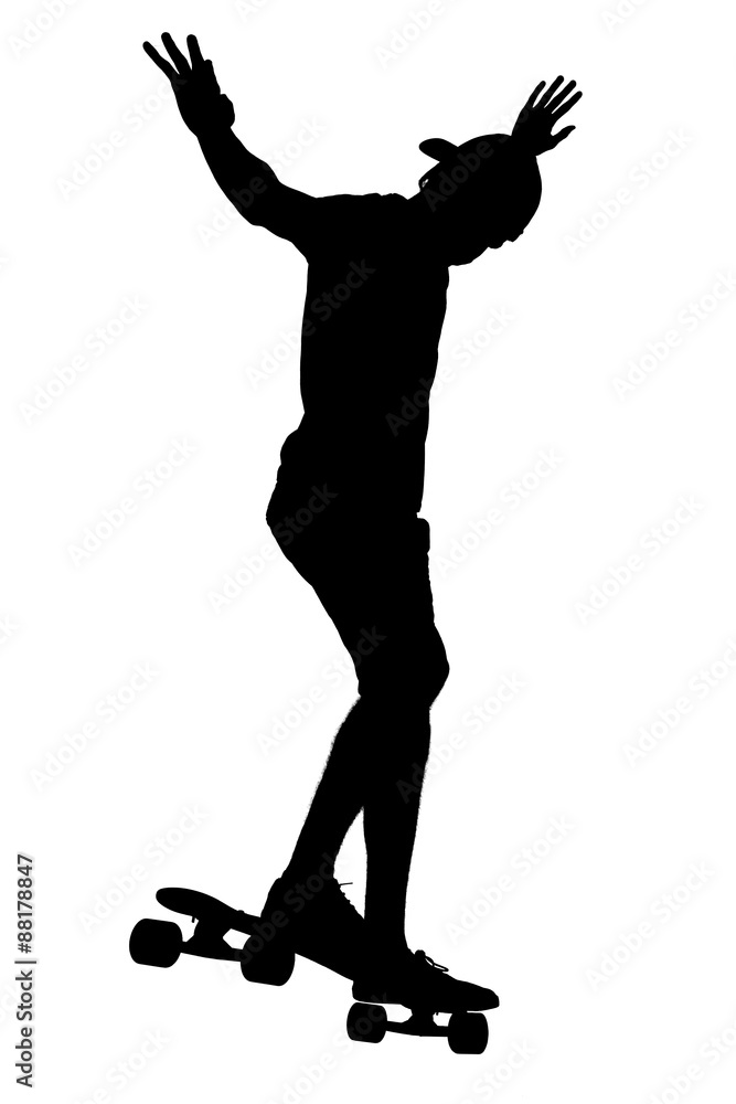 Silhouettes of skater boy.