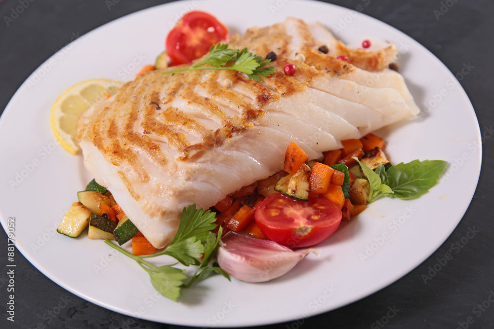 grilled fish fillet and vegetables grilled fish fillet and vegetables