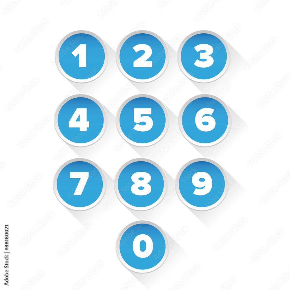 Number set vector blue Number set vector blue