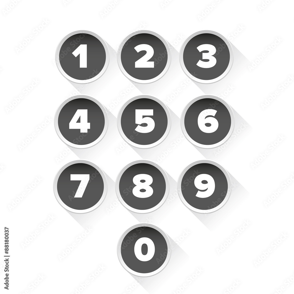 Number set vector grey Number set vector grey