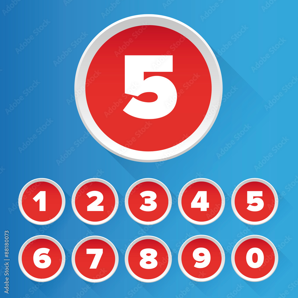 Number set vector red Number set vector red