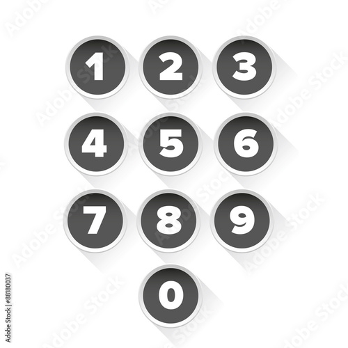 Number set vector grey