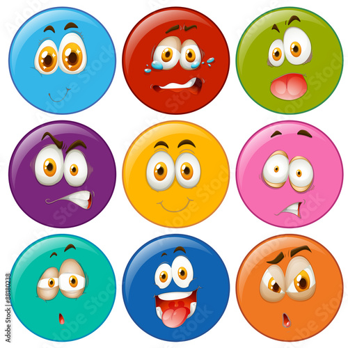 Facial expressions in circle emoticon