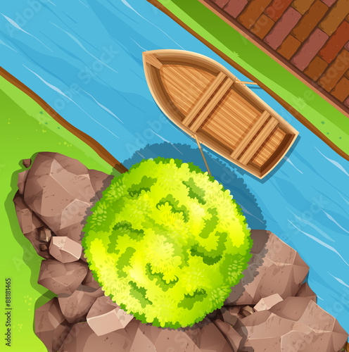 Aerial view of boat in stream