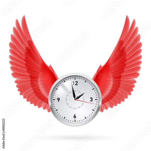 Clock and red wings