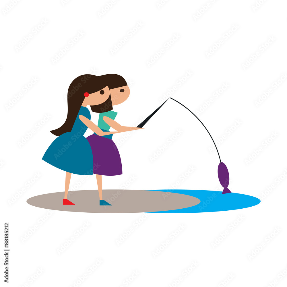 Flat with shadow icon and mobile application sisters