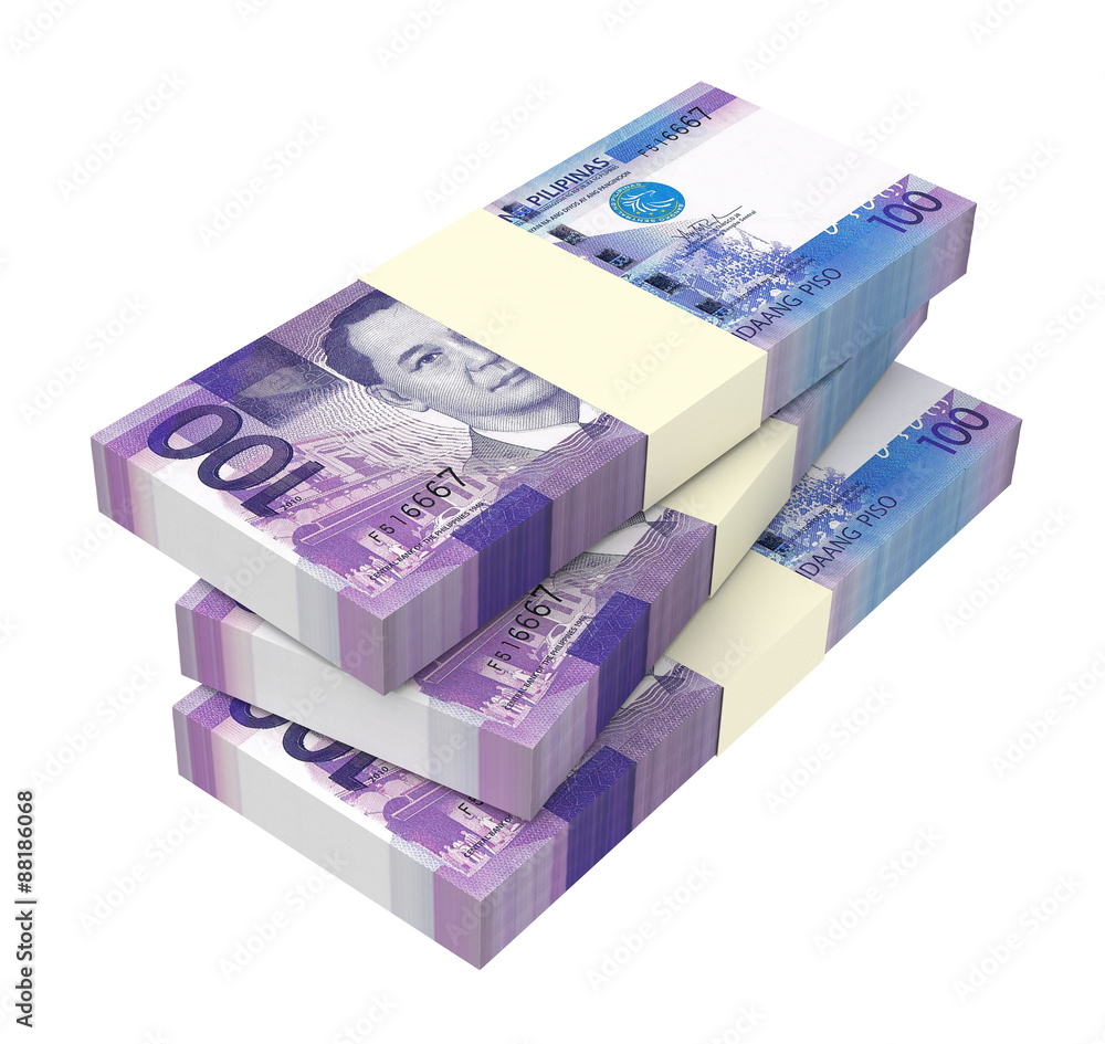 Philippines money isolated on white background. Computer generated 3D photo rendering. Philippines money isolated on white background. Computer generated 3D photo rendering.