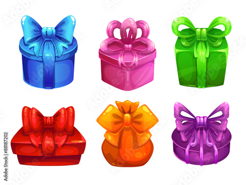 Vector colorful gift boxes with big bows