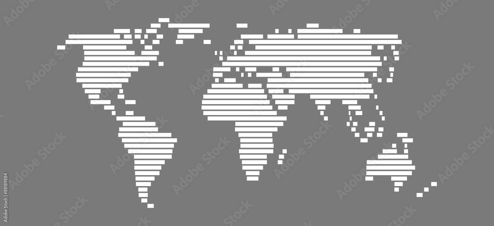 Fototapeta premium Weltkarte aus weißen Strichen