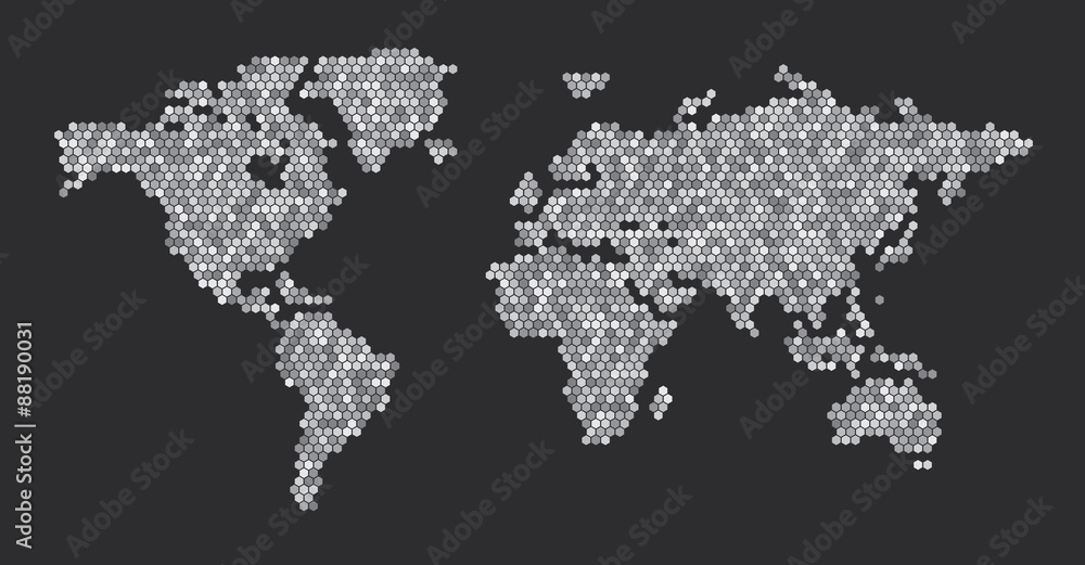 Hexagonal Dots World Map