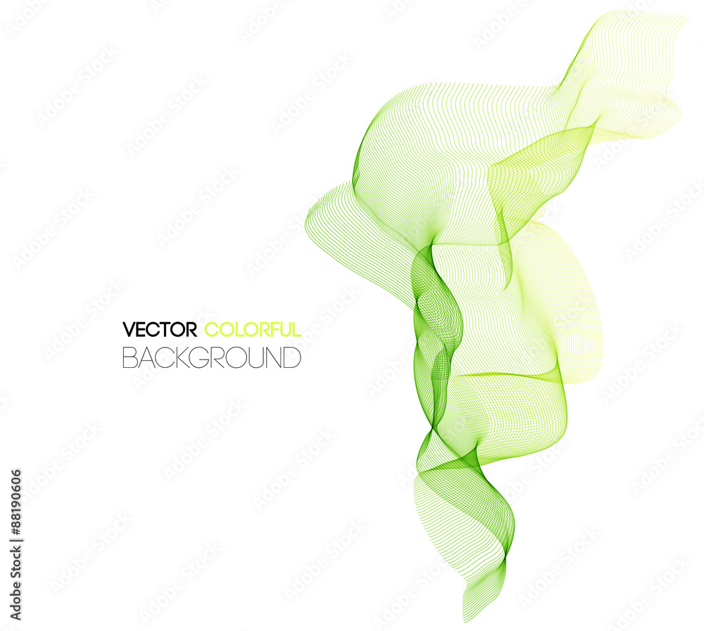 Fototapeta premium Abstract background with green smoke wave. 