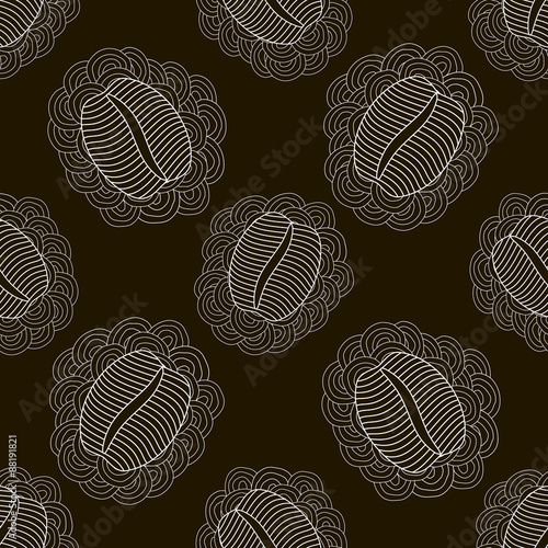 black and white coffee seamless pattern