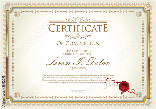 Illustration of gold detailed certificate