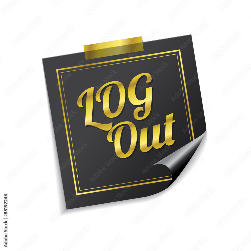 Log Out Golden Sticky Notes Vector Icon Design Log Out Golden Sticky Notes Vector Icon Design