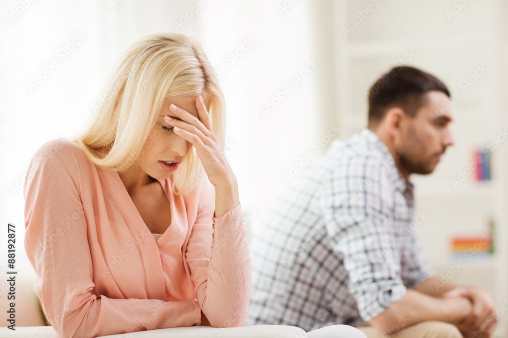 unhappy couple having argument at home unhappy couple having argument at home