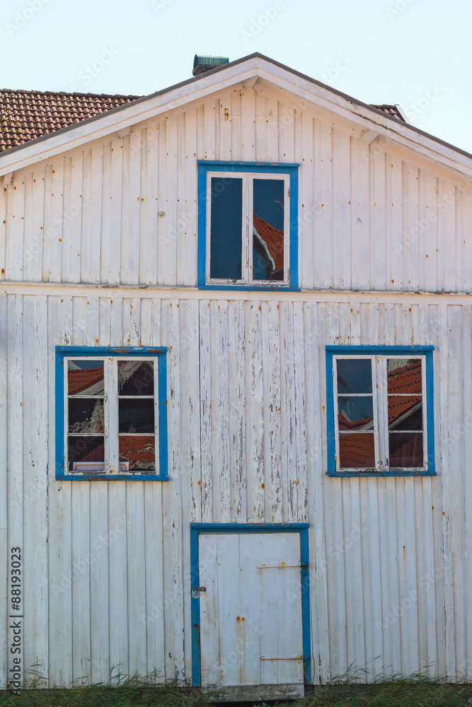 White Old weathered gable of a shed White Old weathered gable of a shed