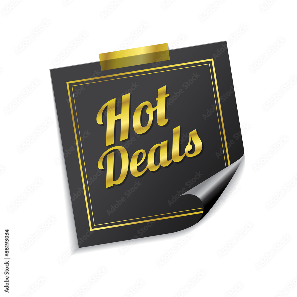 Hot Deals Golden Sticky Notes Vector Icon Design Hot Deals Golden Sticky Notes Vector Icon Design