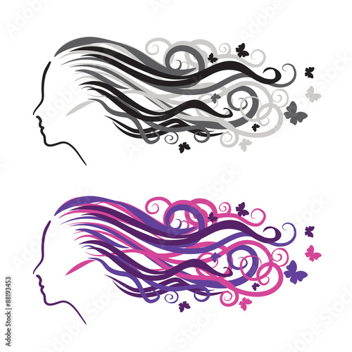 Silhouette of a girl in profile. Logo for beauty salons.