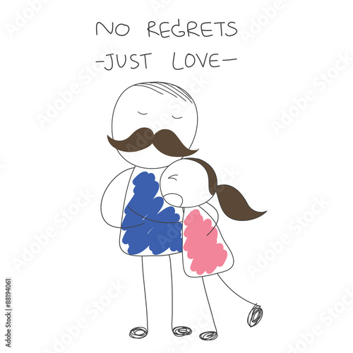 father hug daughter that regret with broken heart with word no r