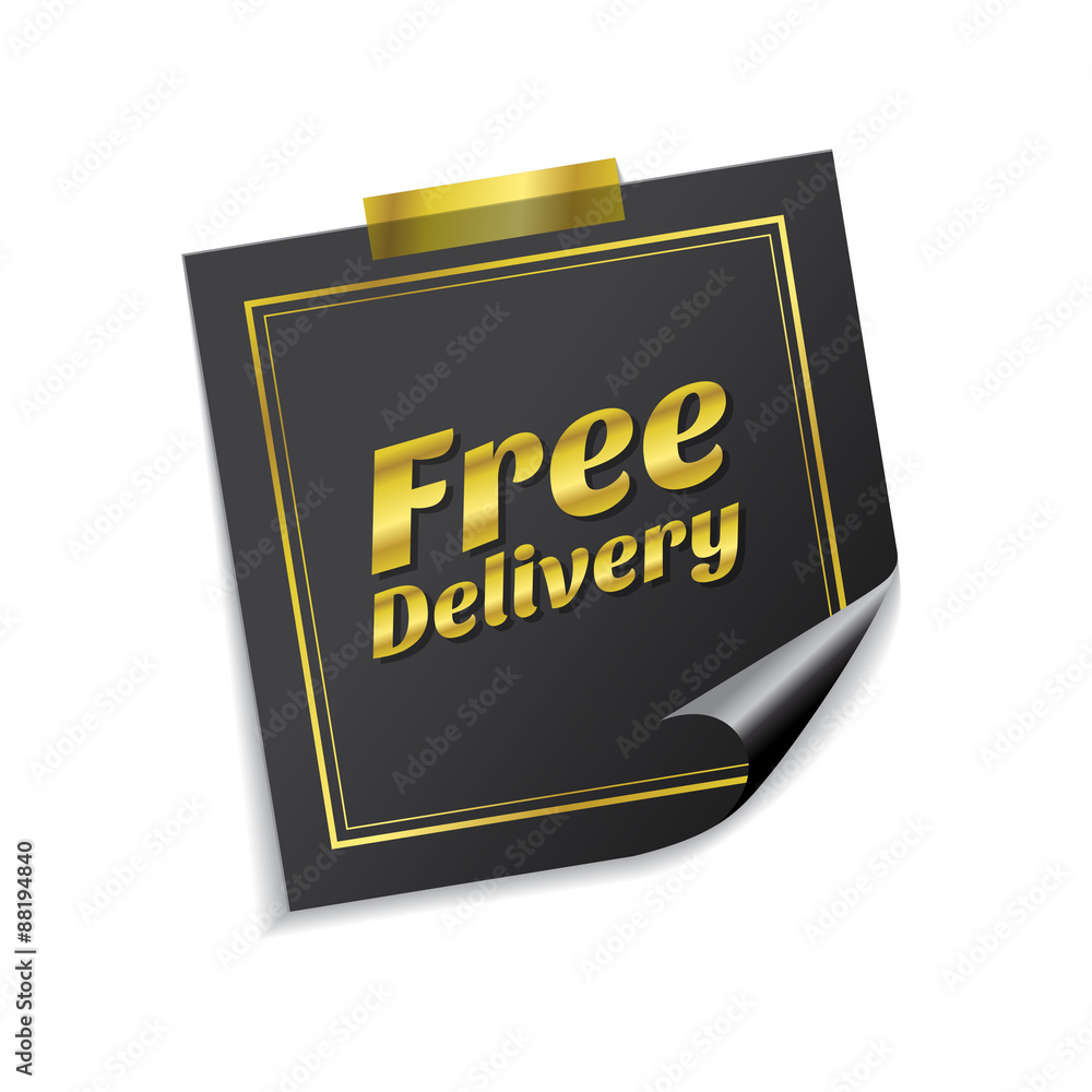 Free Delivery Golden Sticky Notes Vector Icon Design Free Delivery Golden Sticky Notes Vector Icon Design