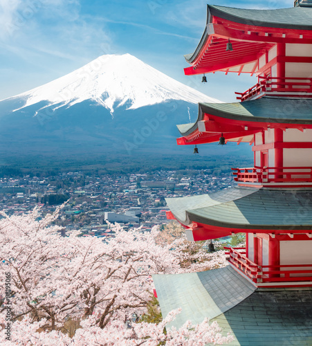 Chureito pagoda, background is Fuji Mountain,Japan