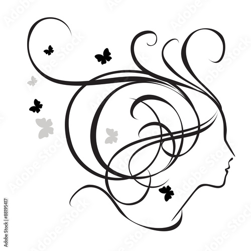 Silhouette of a girl in profile. Logo for beauty salons.