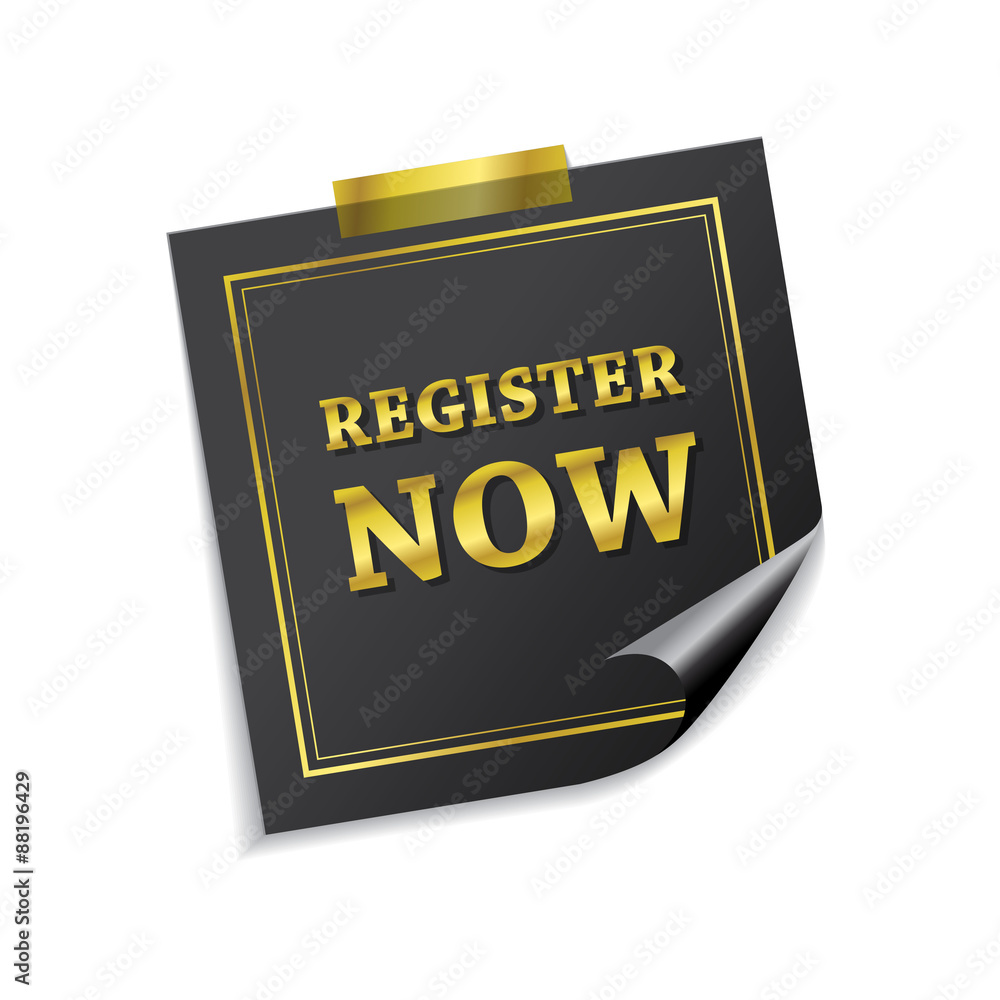 Register Now Golden Sticky Notes Vector Icon Design Register Now Golden Sticky Notes Vector Icon Design