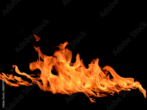 Fire flames on black background © panda3800
