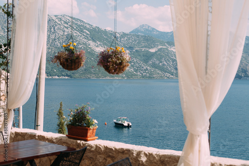 Bild auf Leinwand terrace with sea view