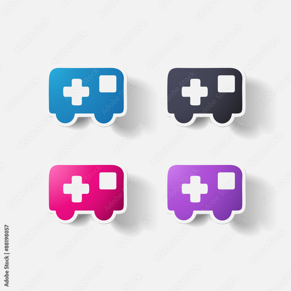 Fototapeta premium Paper clipped sticker Isolated illustration icon