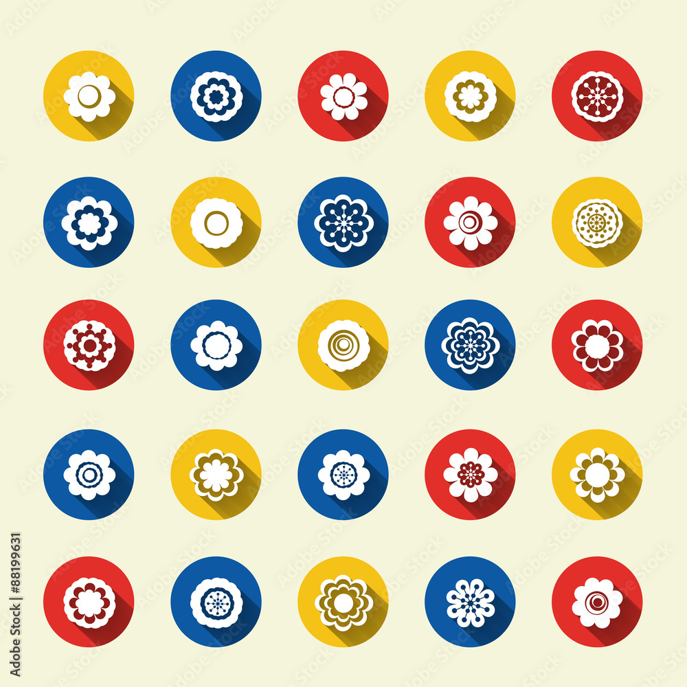 Paper clipped sticker: set of flowers Paper clipped sticker: set of flowers