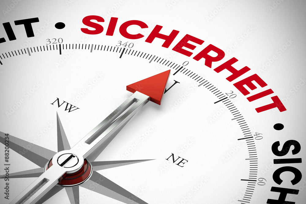 Roter Pfeil zeigt auf Sicherheit Roter Pfeil zeigt auf Sicherheit