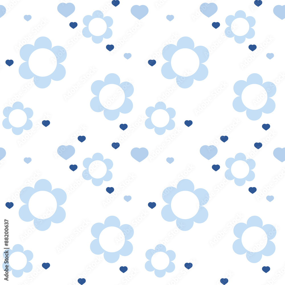 Vector seamless baby pattern flowers and hearts Vector seamless baby pattern flowers and hearts