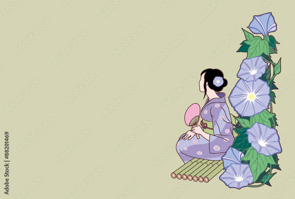 朝顔 浴衣の女性と朝顔 若草色の背景 はがき横書き 夏の草花 朝顔 をイラストにしました 朝顔 単体と はがきサイズの比率のイラストを用意しました 朝顔 の図案と 浴衣の女性 の図案を組み合わせ 夏の風景を表現しました Stock ベクター Adobe Stock 朝顔 浴衣の女性と朝顔 若草色の背景 はがき横書き 夏の草花 朝顔 をイラストにしました 朝顔 単体と はがきサイズの比率のイラストを用意しました 朝顔 の図案と 浴衣の女性 の図案を組み合わせ 夏の風景を表現しました Stock ベクター Adobe Stock