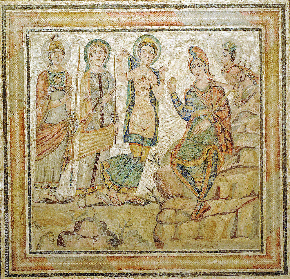 El juicio de Paris, mosaico romano