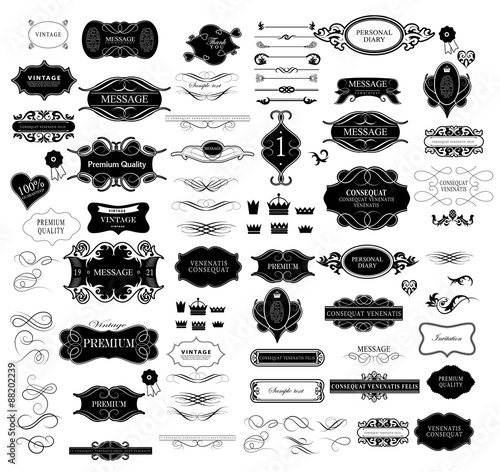 Set of calligraphic elements for design