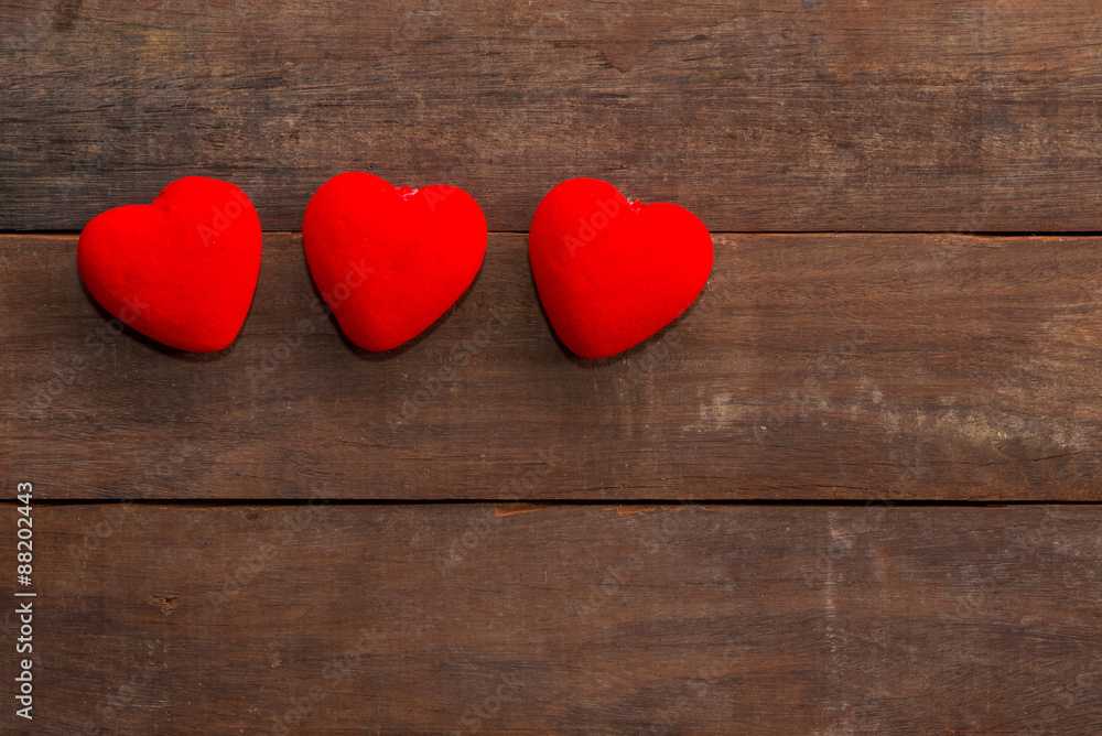 Valentines Day background with many Hearts on wood. Valentines Day background with many Hearts on wood.