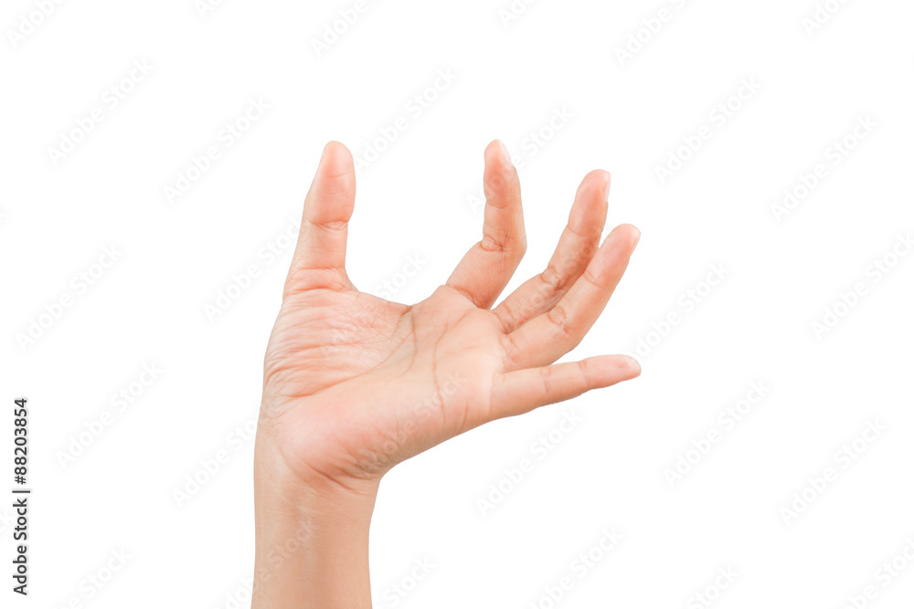 Woman handful of posture, isolated on white background Woman handful of posture, isolated on white background